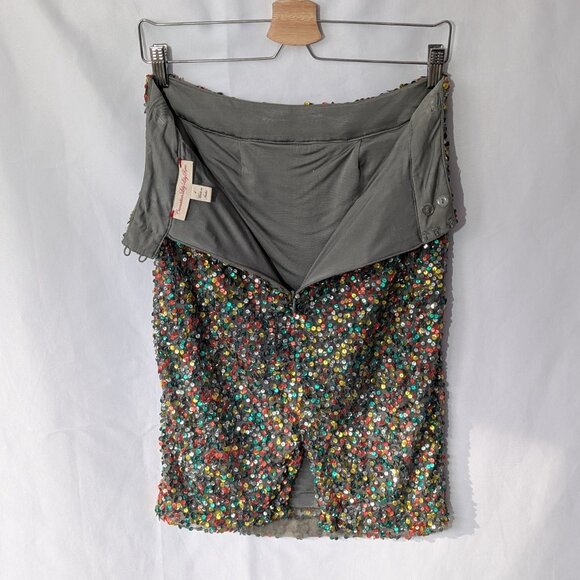Anthropologie Sequin Pencil Skirt - Carnation Lily Lily Rose, Multicolored Sz 4 - Picture 3 of 16